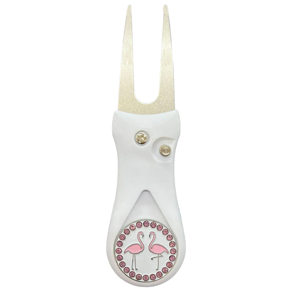 Flamingos Golf Ball Marker With Colored Divot Repair Tool
