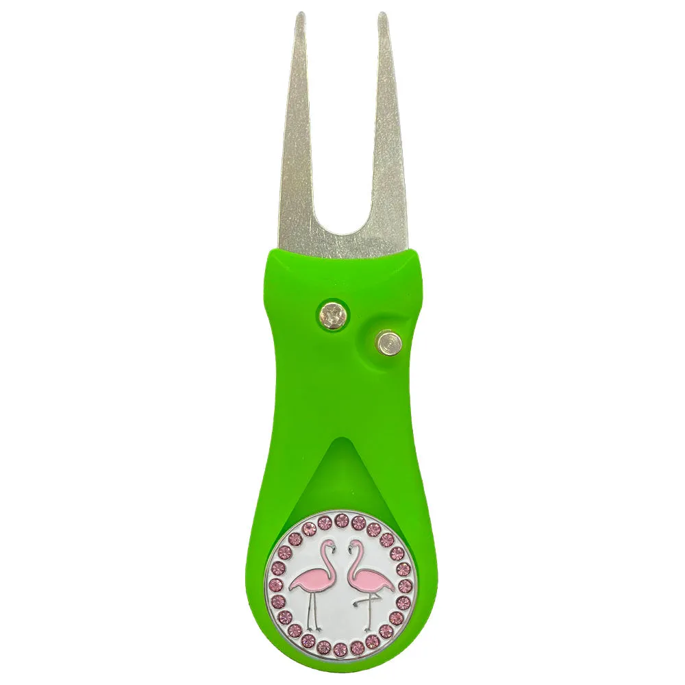 Flamingos Golf Ball Marker With Colored Divot Repair Tool