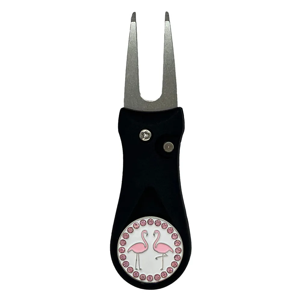 Flamingos Golf Ball Marker With Colored Divot Repair Tool