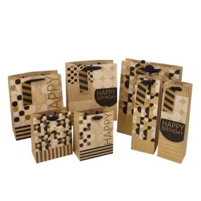Foiled & Embossed Geometric Large Kraft Gift Bag - 26cm x 32cm x 12cm