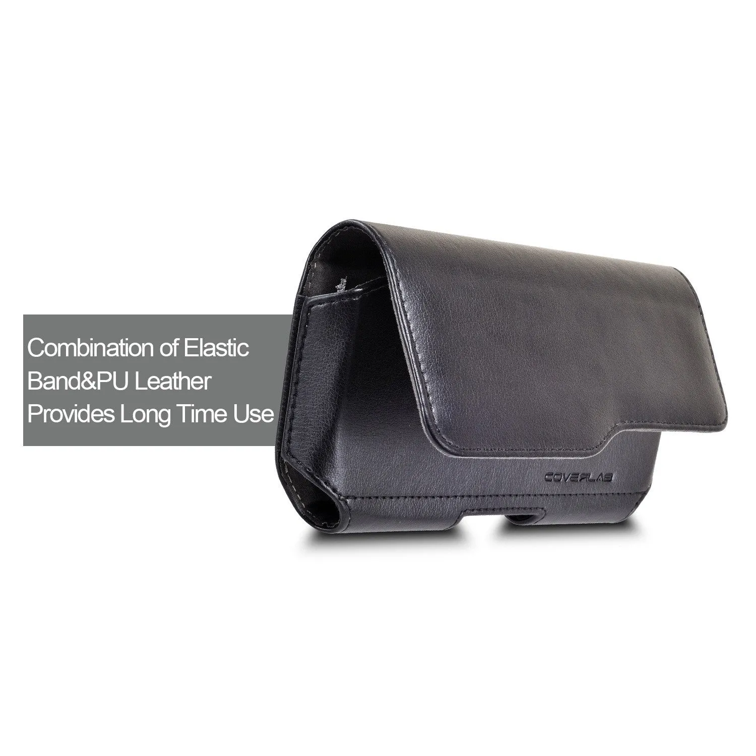 For iPhone 6 / 6s Belt Clip Case, Premium Leather Belt Clip Pouch Holster Case For Apple iPhone 6 / 6s (Only Fit with Slim Hybrid/TPU Case On) - Large Size - Black