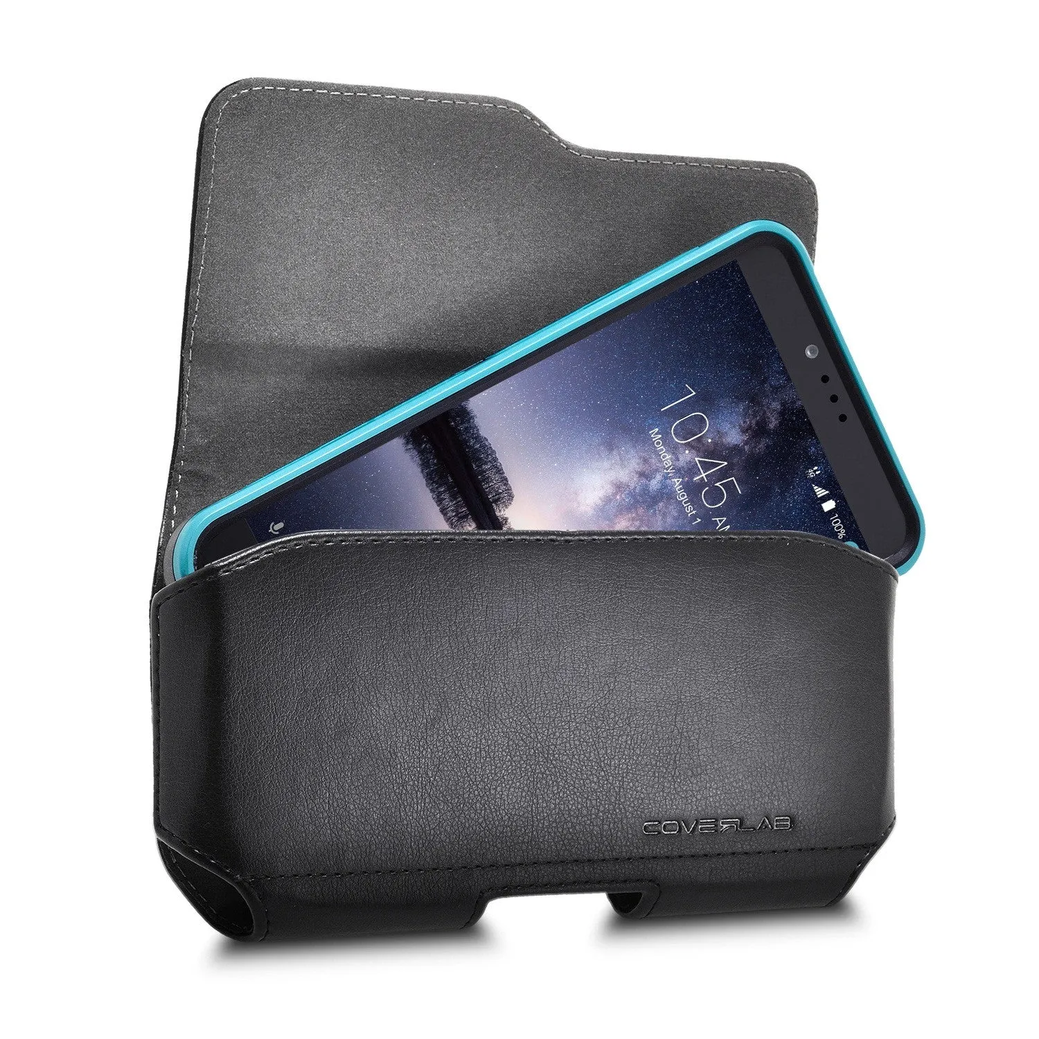 For iPhone 6 / 6s Belt Clip Case, Premium Leather Belt Clip Pouch Holster Case For Apple iPhone 6 / 6s (Only Fit with Slim Hybrid/TPU Case On) - Large Size - Black