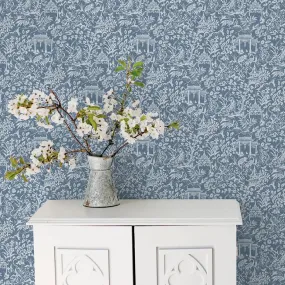 Galerie Garden Toile Wallpaper Blue G78508