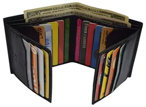 Genuine Leather Men's Bifold Wallet Slim Hipster Cowhide Credit Card New Black !