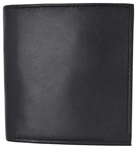 Genuine Leather Men's Bifold Wallet Slim Hipster Cowhide Credit Card New Black !