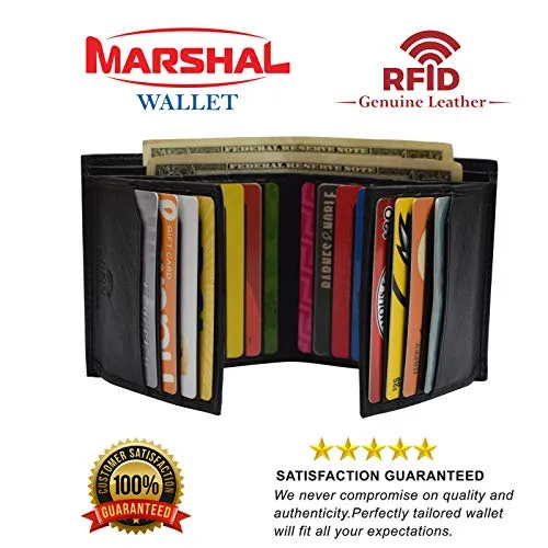 Genuine Leather Men's Bifold Wallet Slim Hipster Cowhide Credit Card New Black !