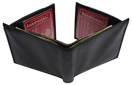 Genuine Leather Men's Bifold Wallet Slim Hipster Cowhide Credit Card New Black !