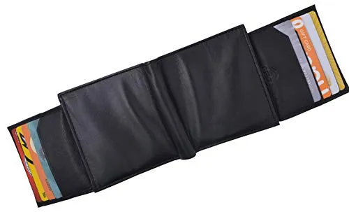 Genuine Leather Men's Bifold Wallet Slim Hipster Cowhide Credit Card New Black !