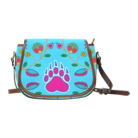 Geometric Floral Fall - Sky Blue Saddle Bag/Small