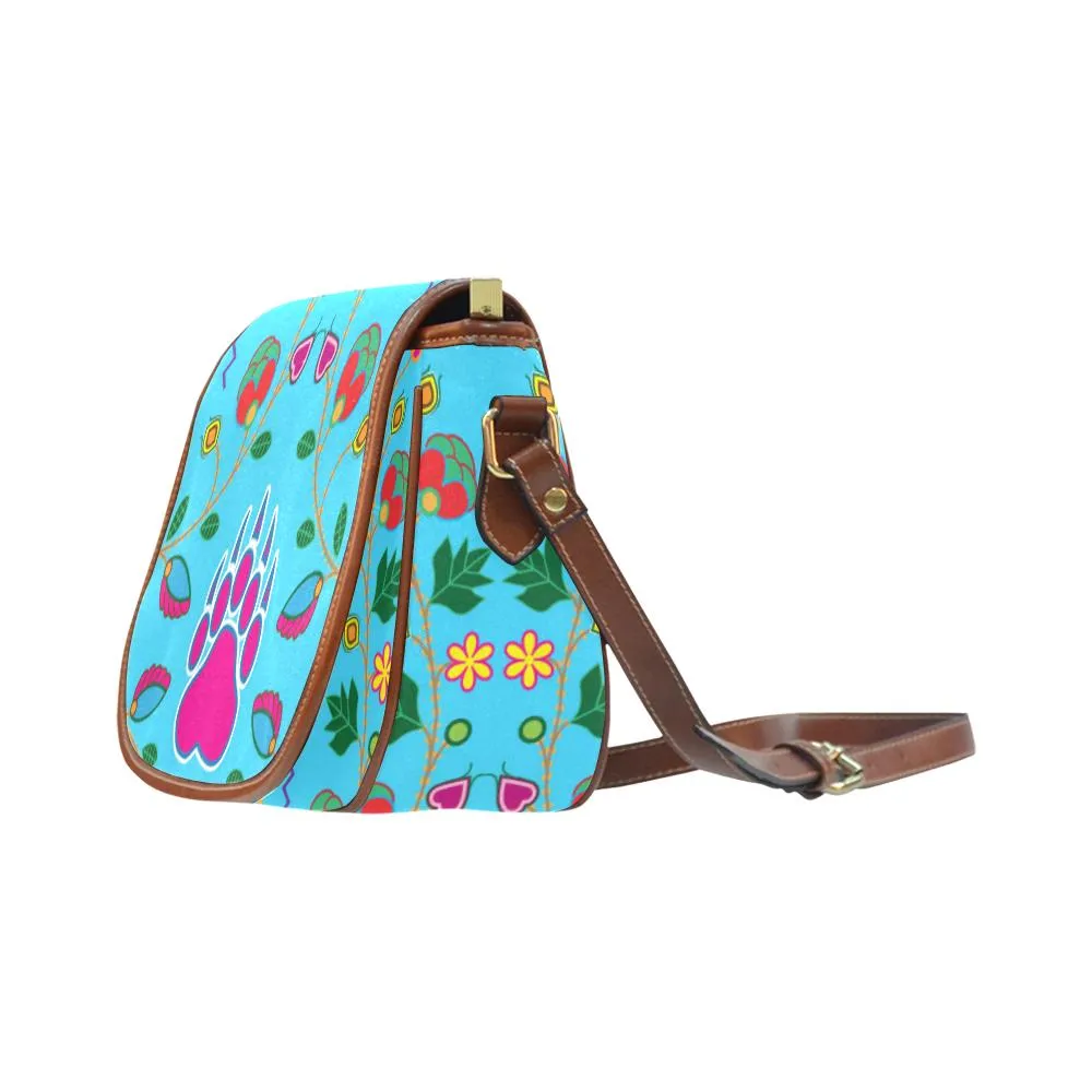 Geometric Floral Fall - Sky Blue Saddle Bag/Small