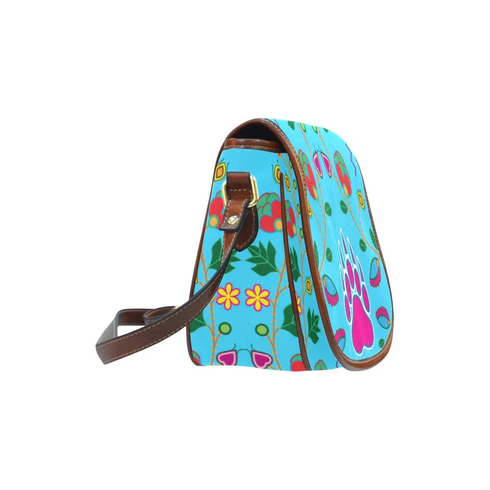 Geometric Floral Fall - Sky Blue Saddle Bag/Small