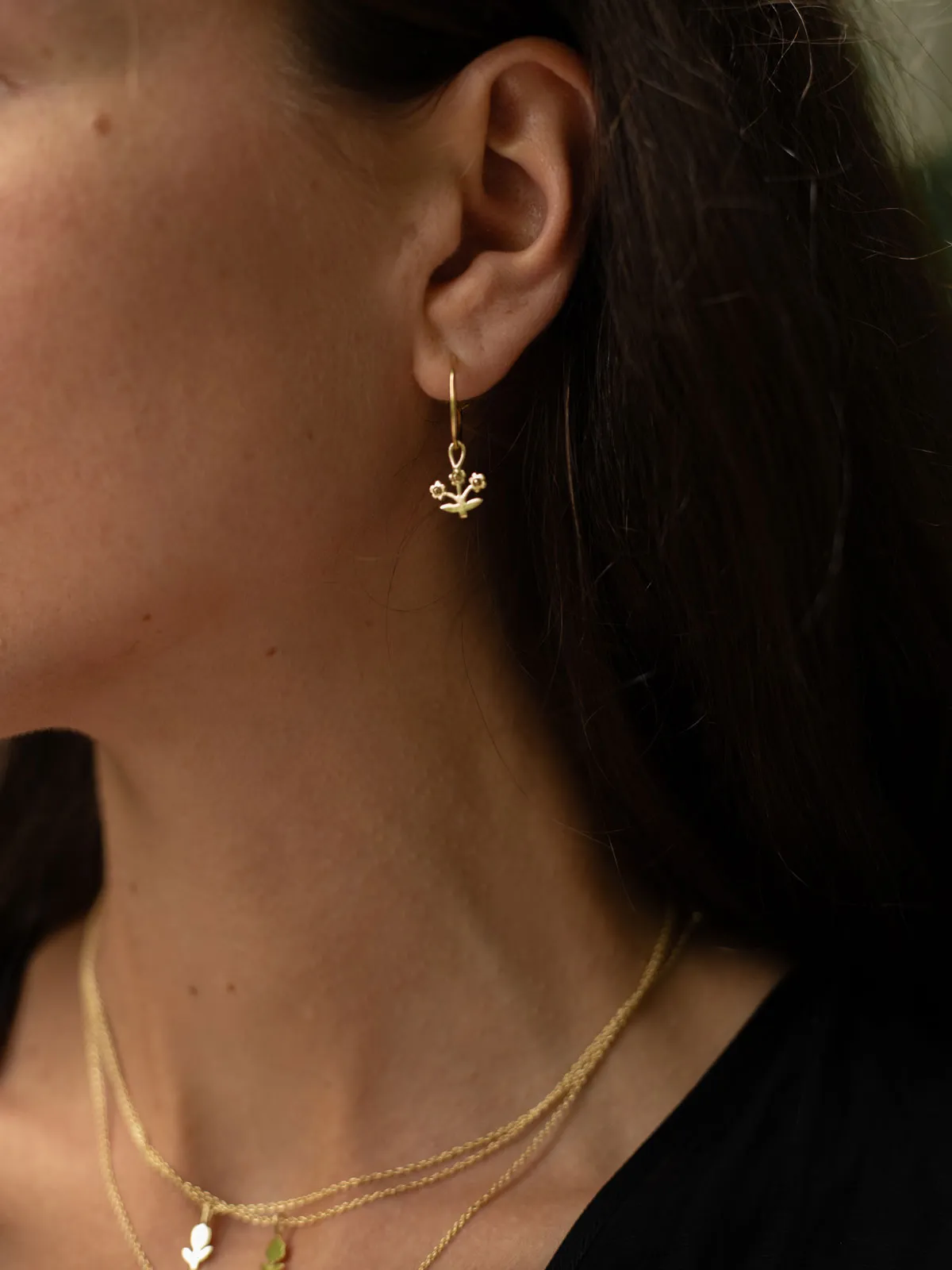 Gold Posie Hoop Earrings