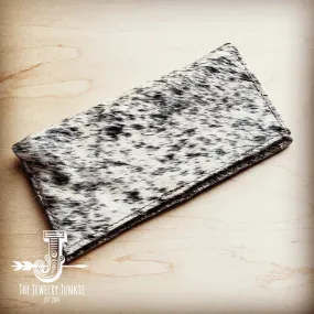 Hair-On Hide Leather Wallet in Grey & White