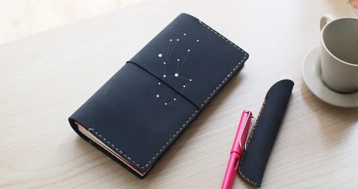 Handmade Leather CONSTELLATION Bifold Cool Women Long Wallet PERSONALIZED MONOGRAMMED GIFT CUSTOM Travel Wallet Passport Wallet