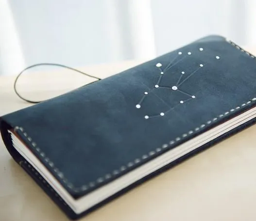 Handmade Leather CONSTELLATION Bifold Cool Women Long Wallet PERSONALIZED MONOGRAMMED GIFT CUSTOM Travel Wallet Passport Wallet