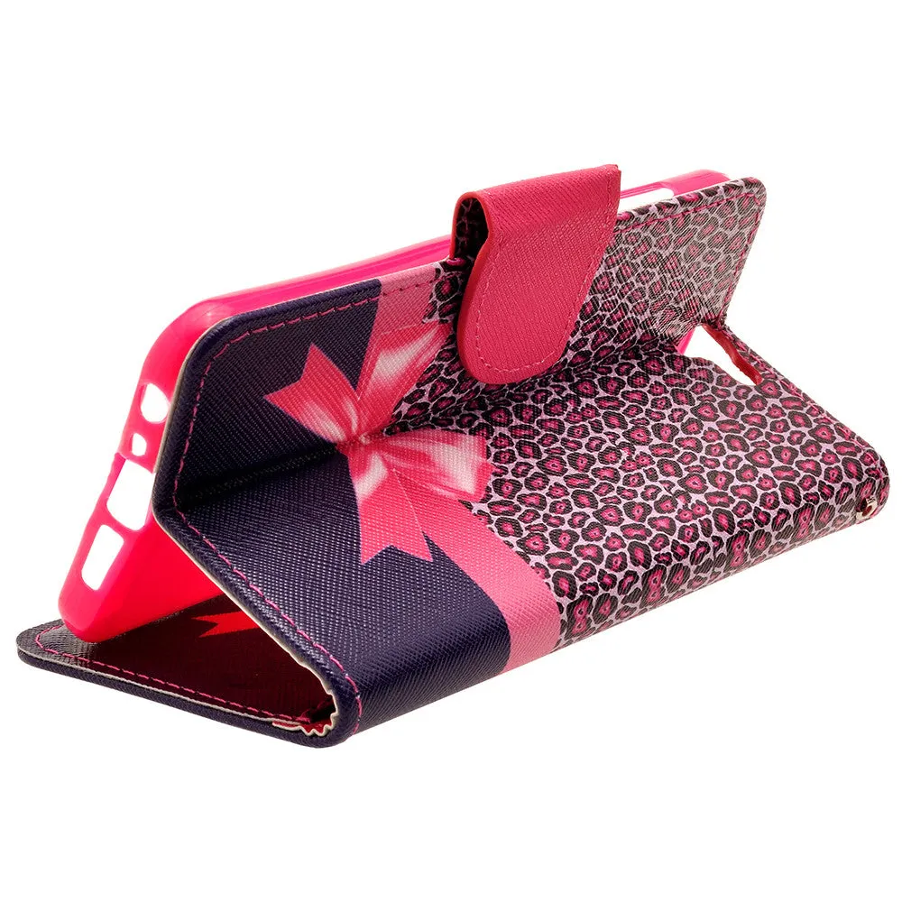 HTC One A9 Case, Wrist Strap Magnetic Fold[Kickstand] Pu Leather Wallet Case with ID & Credit Card Slots for HTC One A9 - Cheetah Prints