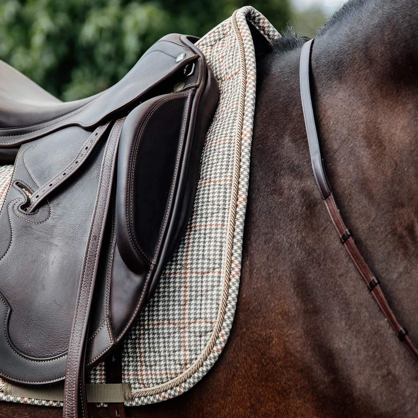 Kentucky Horsewear Pied-de-Poule Dressage Saddle Cloth - Beige