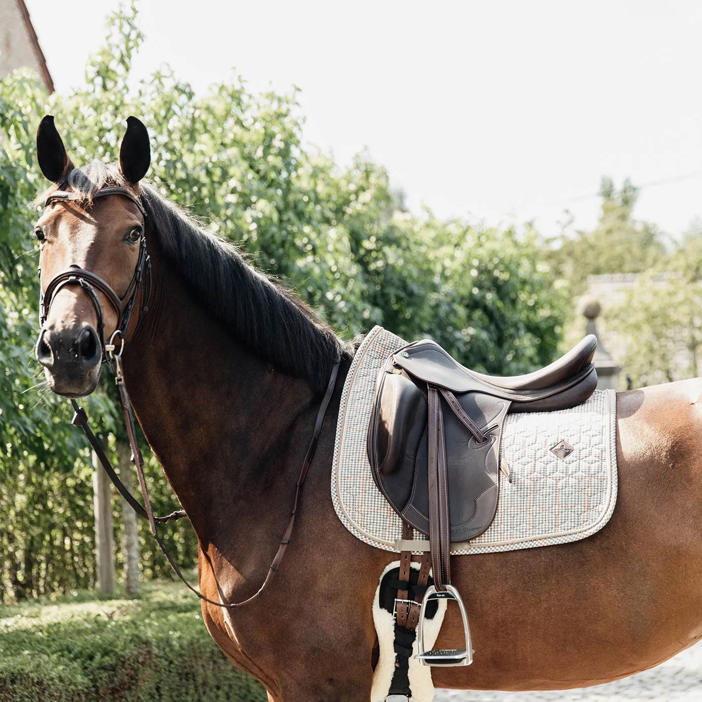 Kentucky Horsewear Pied-de-Poule Dressage Saddle Cloth - Beige