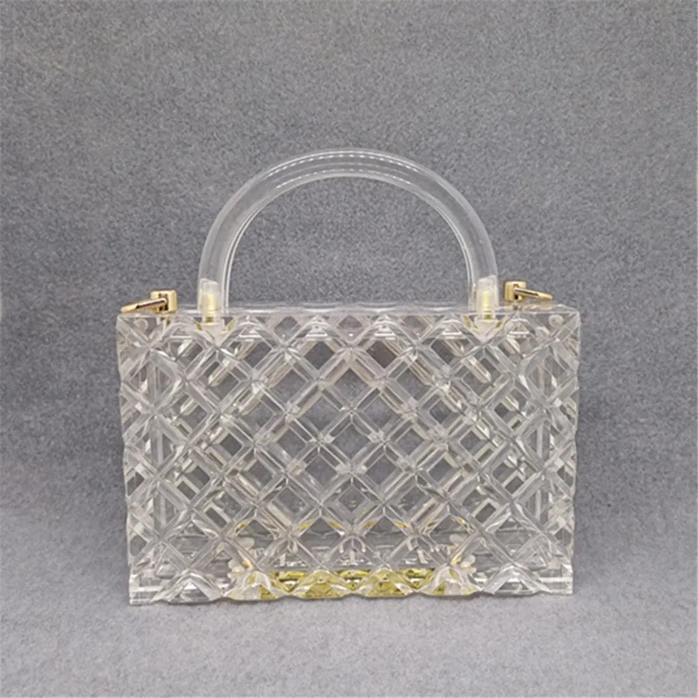 Luxy Moon Clear Acrylic Box Evening Bag Women Summer Handle Clutch Purses