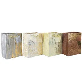 M Wood Print Gift Bag - 18cm x 23cm x 10cm