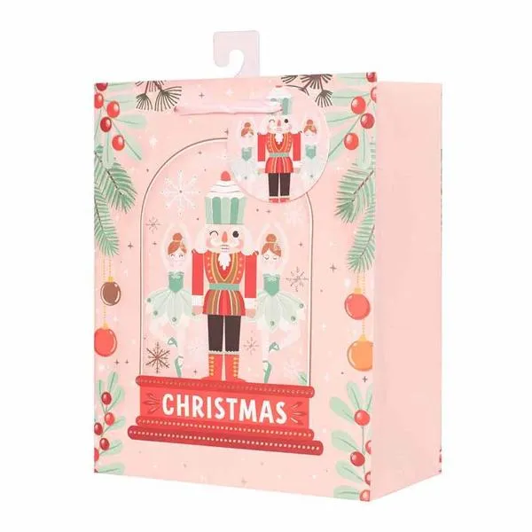 Medium Christmas Nutcracker Suite In Cloche Gift Bag - 18cm x 23cm x 10cm