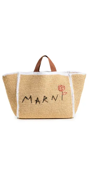 Medium Shopping Bag Natural/White/Rust One Size