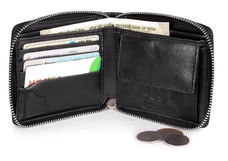 Men's Leather Wallet with RFID Protection | Multiple Compartments | 12cm | Black