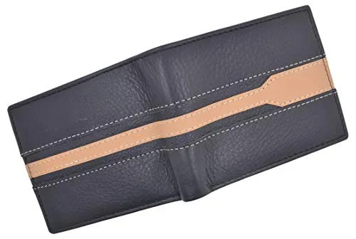 Men's Premium Center Flap Card ID Holder Bifold Wallet With Zipper Coin Pocket