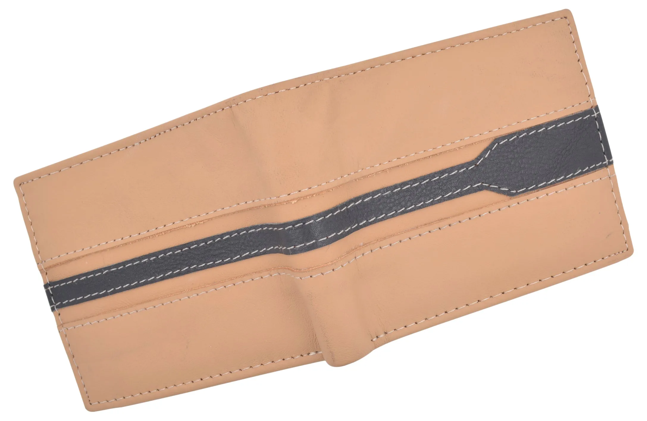 Men's Premium Center Flap Card ID Holder Bifold Wallet With Zipper Coin Pocket