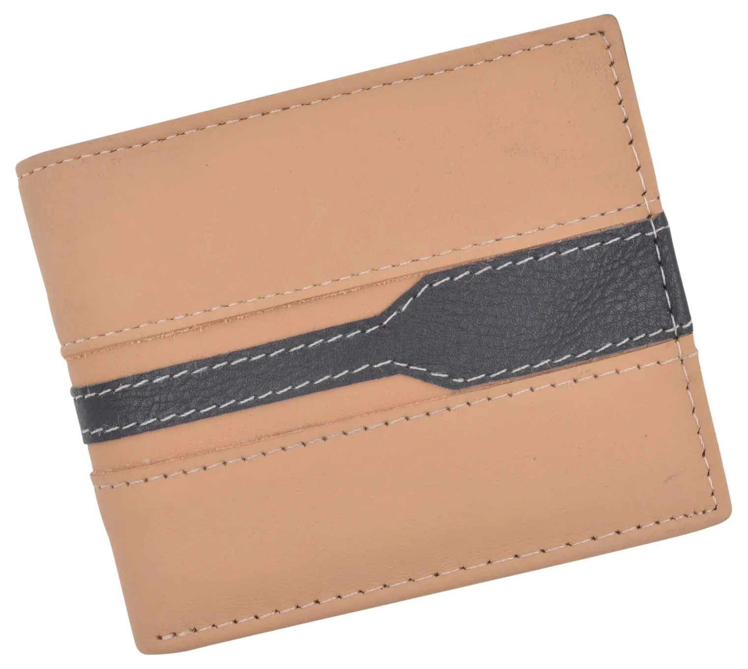 Men's Premium Center Flap Card ID Holder Bifold Wallet With Zipper Coin Pocket