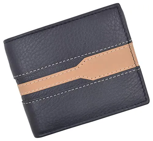 Men's Premium Center Flap Card ID Holder Bifold Wallet With Zipper Coin Pocket