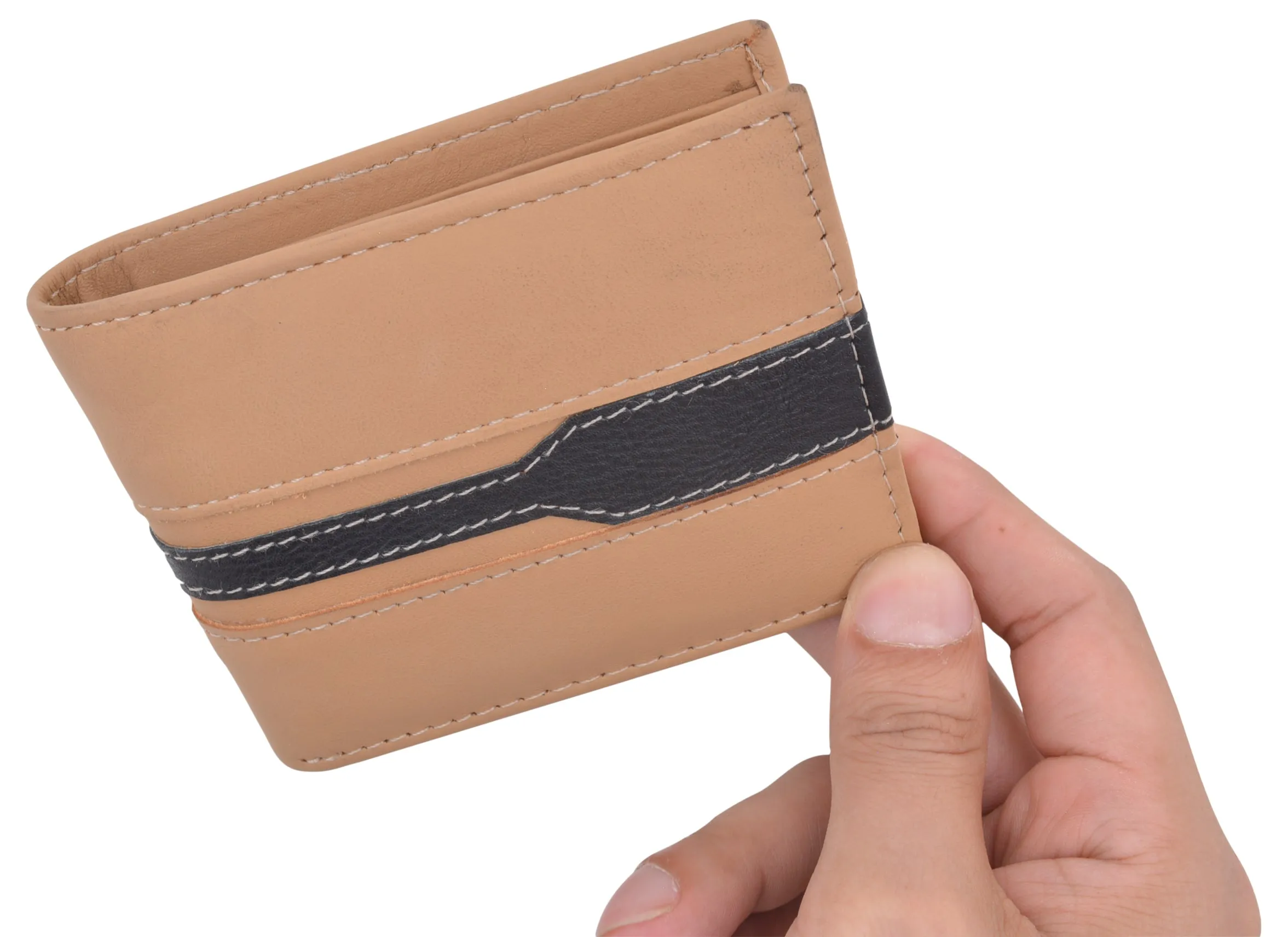 Men's Premium Center Flap Card ID Holder Bifold Wallet With Zipper Coin Pocket