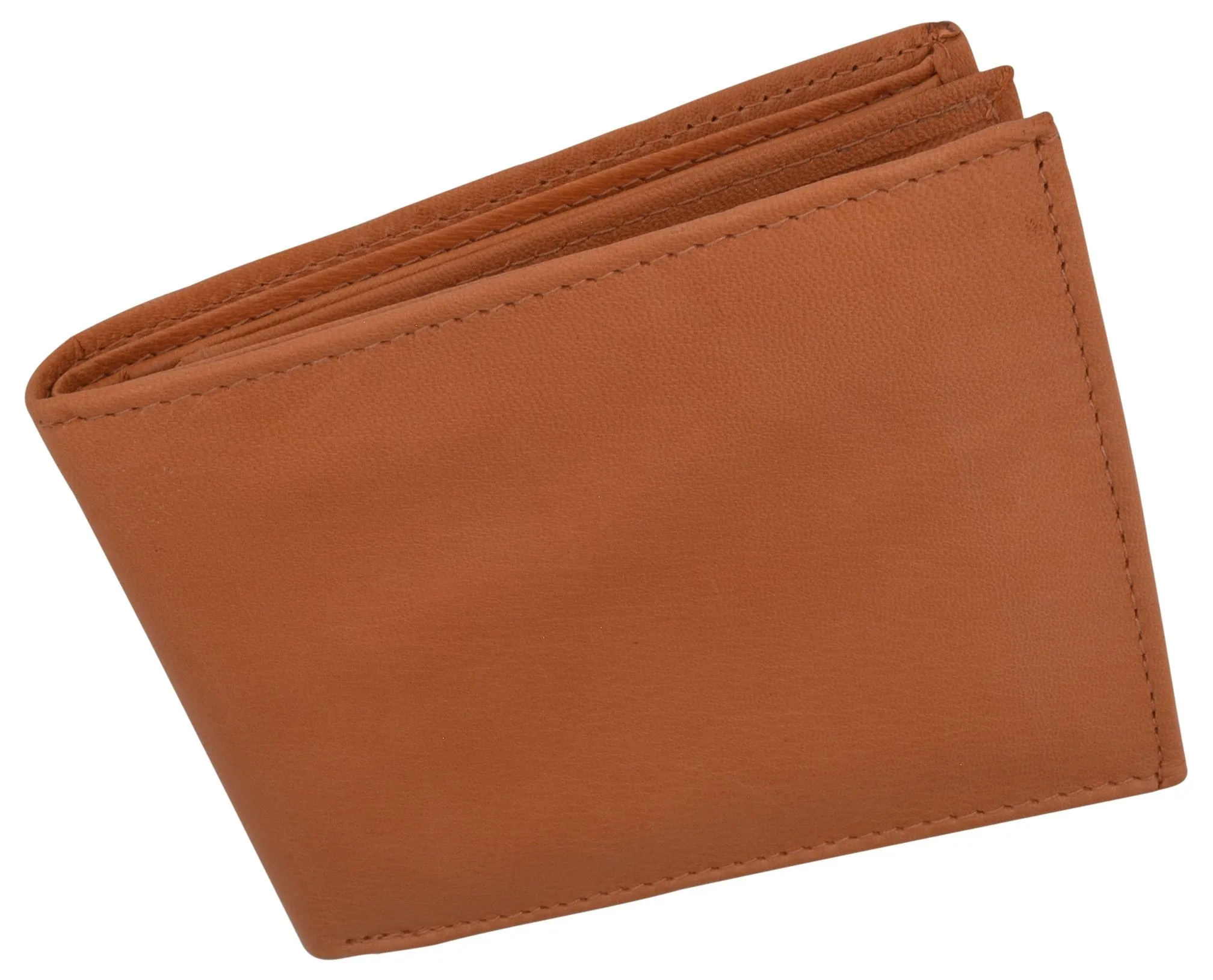 Mens RFID Blocking Leather Center Flap Bifold Compact Card ID Wallet / RFID52GT