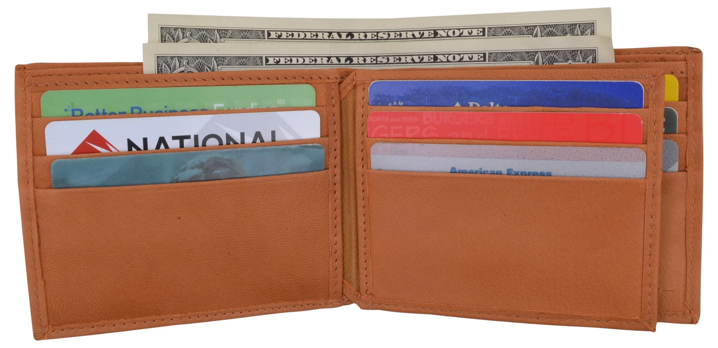 Mens RFID Blocking Leather Center Flap Bifold Compact Card ID Wallet / RFID52GT