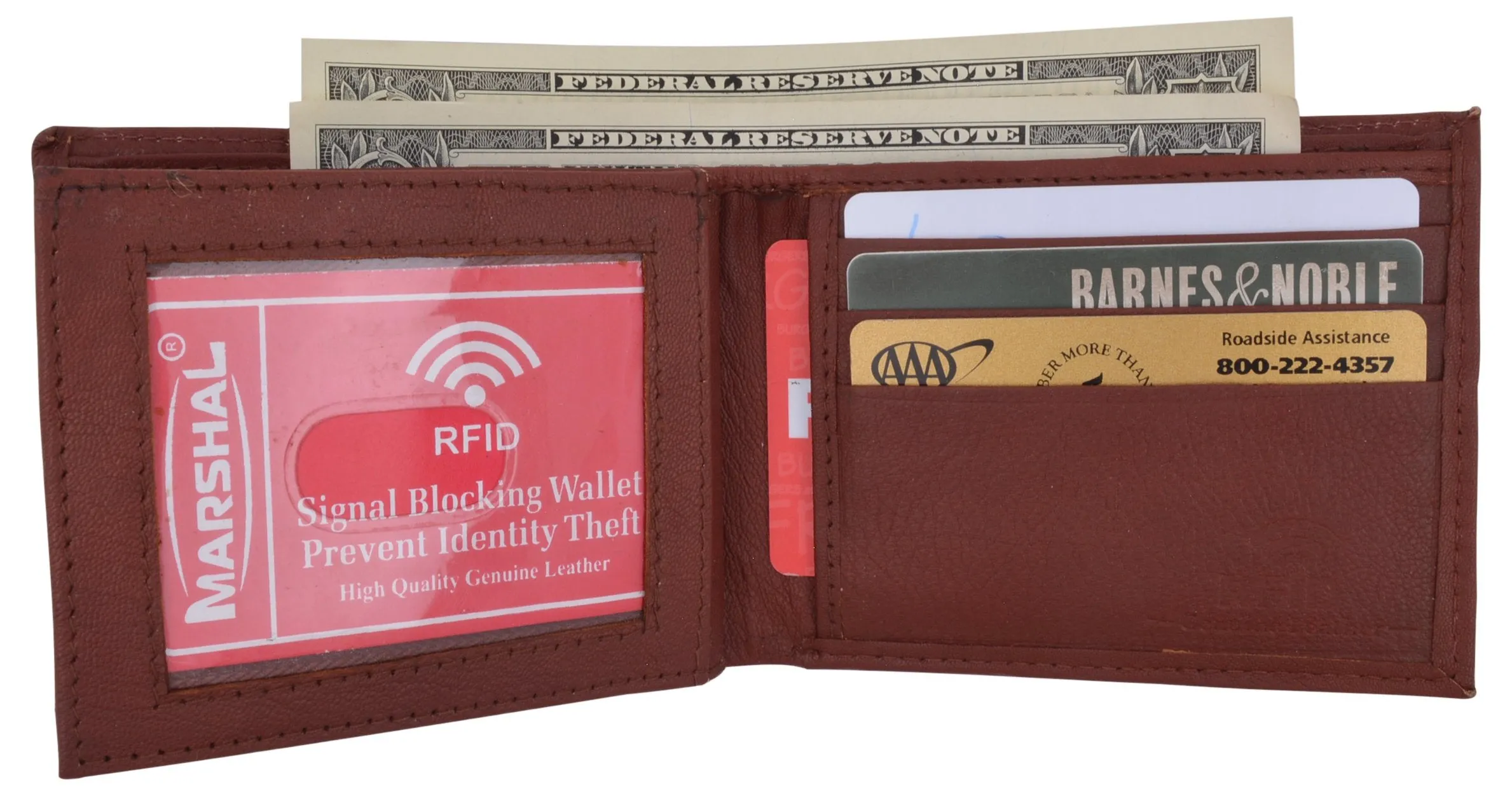 Mens RFID Blocking Leather Center Flap Bifold Compact Card ID Wallet / RFID52GT