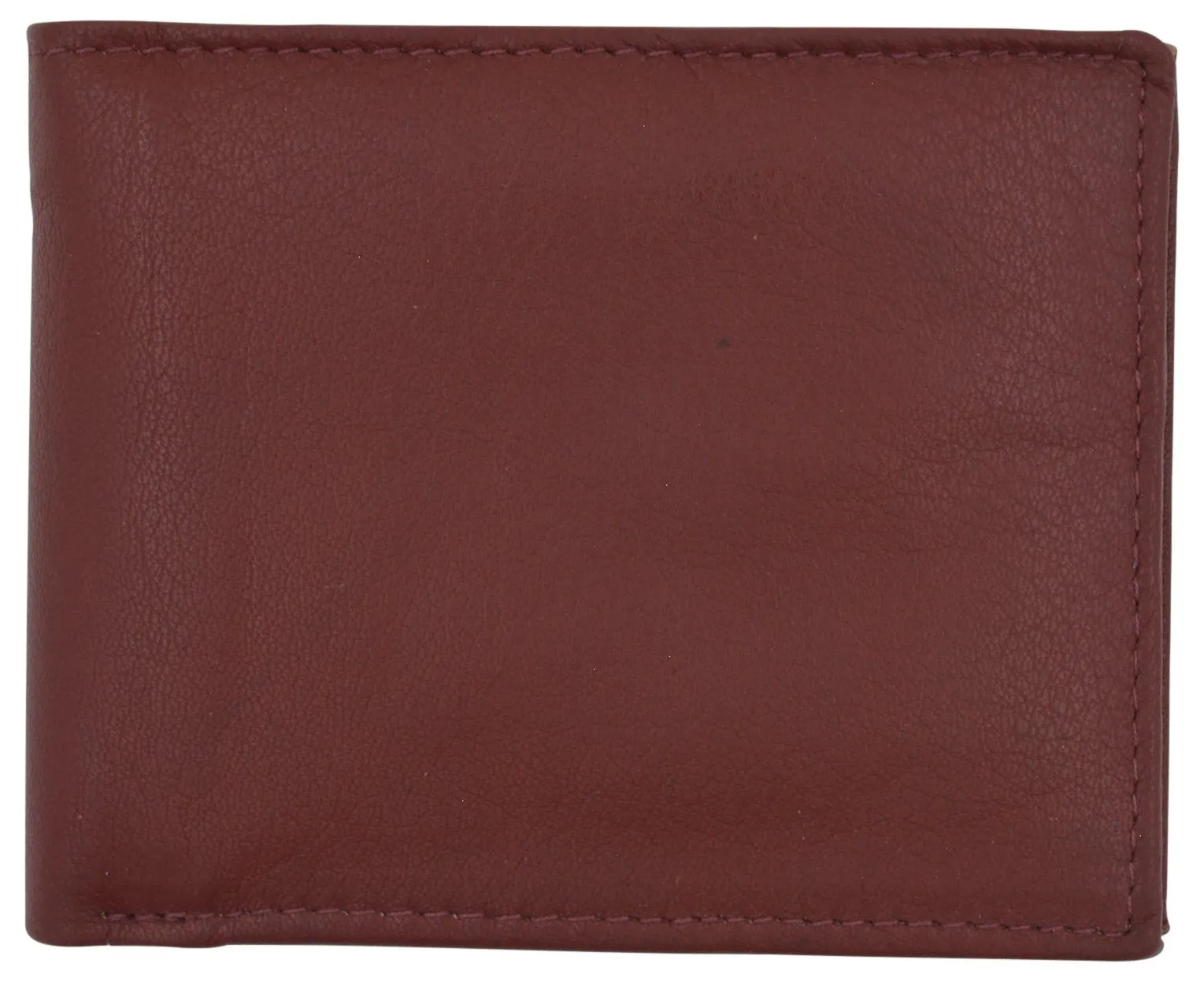 Mens RFID Blocking Leather Center Flap Bifold Compact Card ID Wallet / RFID52GT