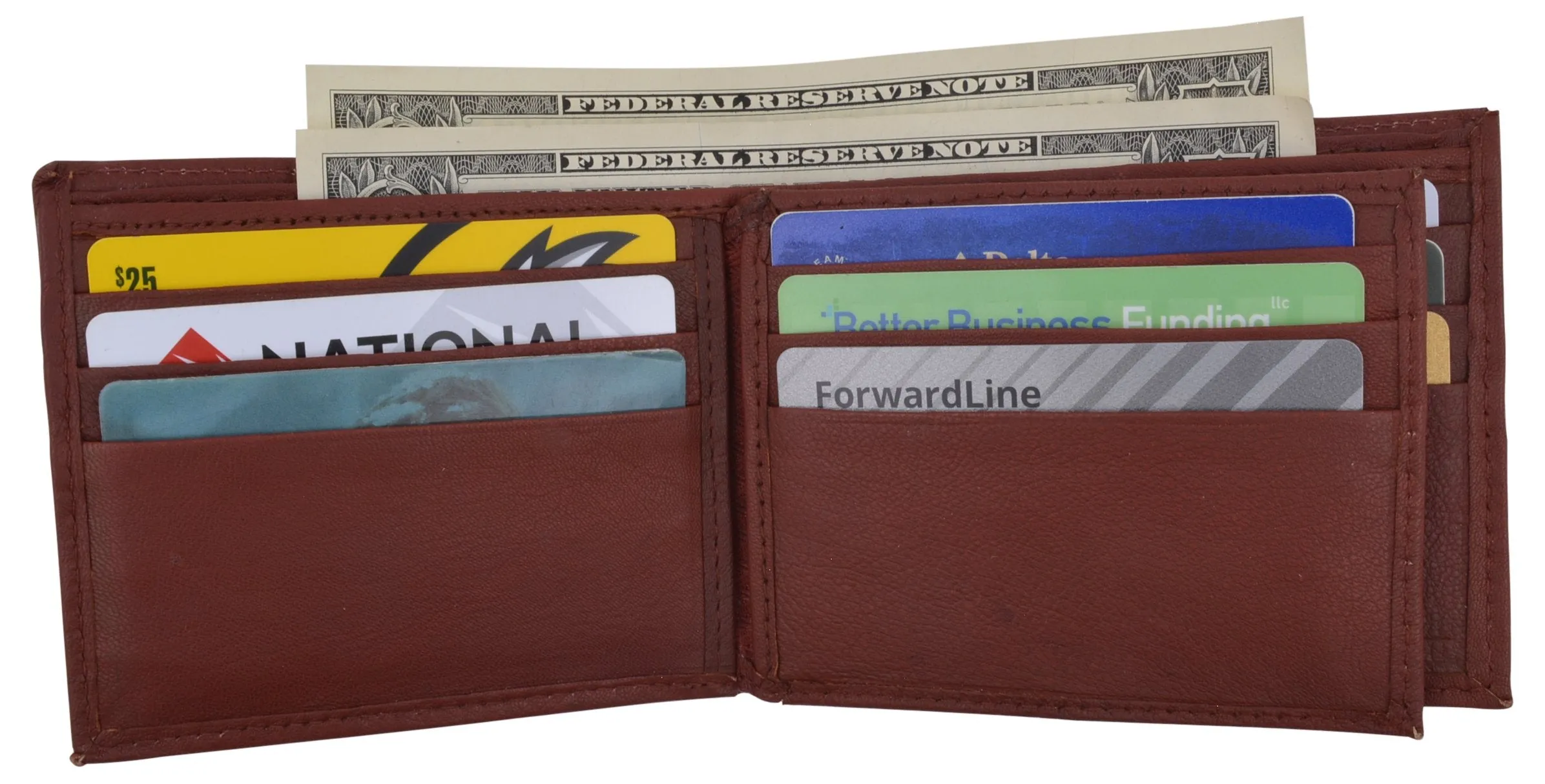 Mens RFID Blocking Leather Center Flap Bifold Compact Card ID Wallet / RFID52GT
