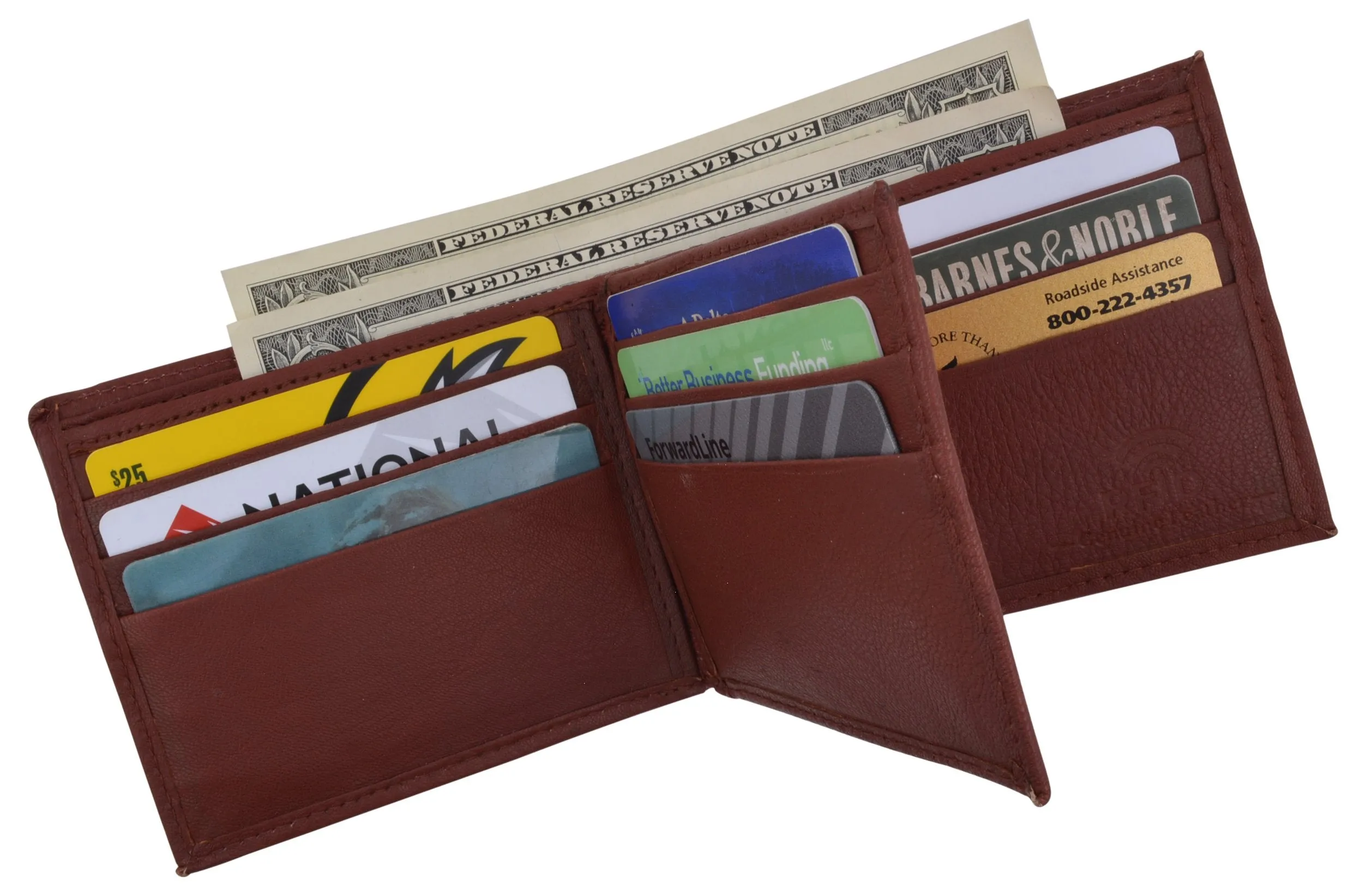 Mens RFID Blocking Leather Center Flap Bifold Compact Card ID Wallet / RFID52GT
