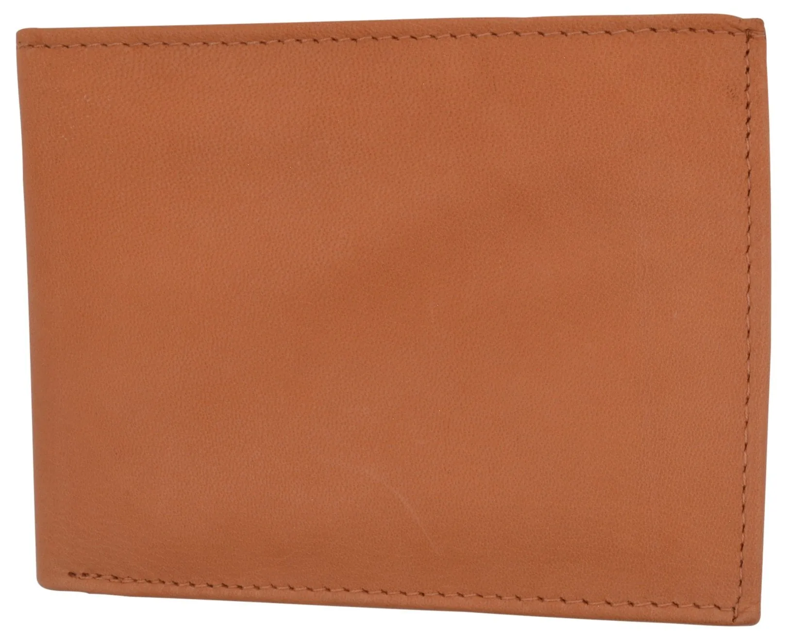 Mens RFID Blocking Leather Center Flap Bifold Compact Card ID Wallet / RFID52GT