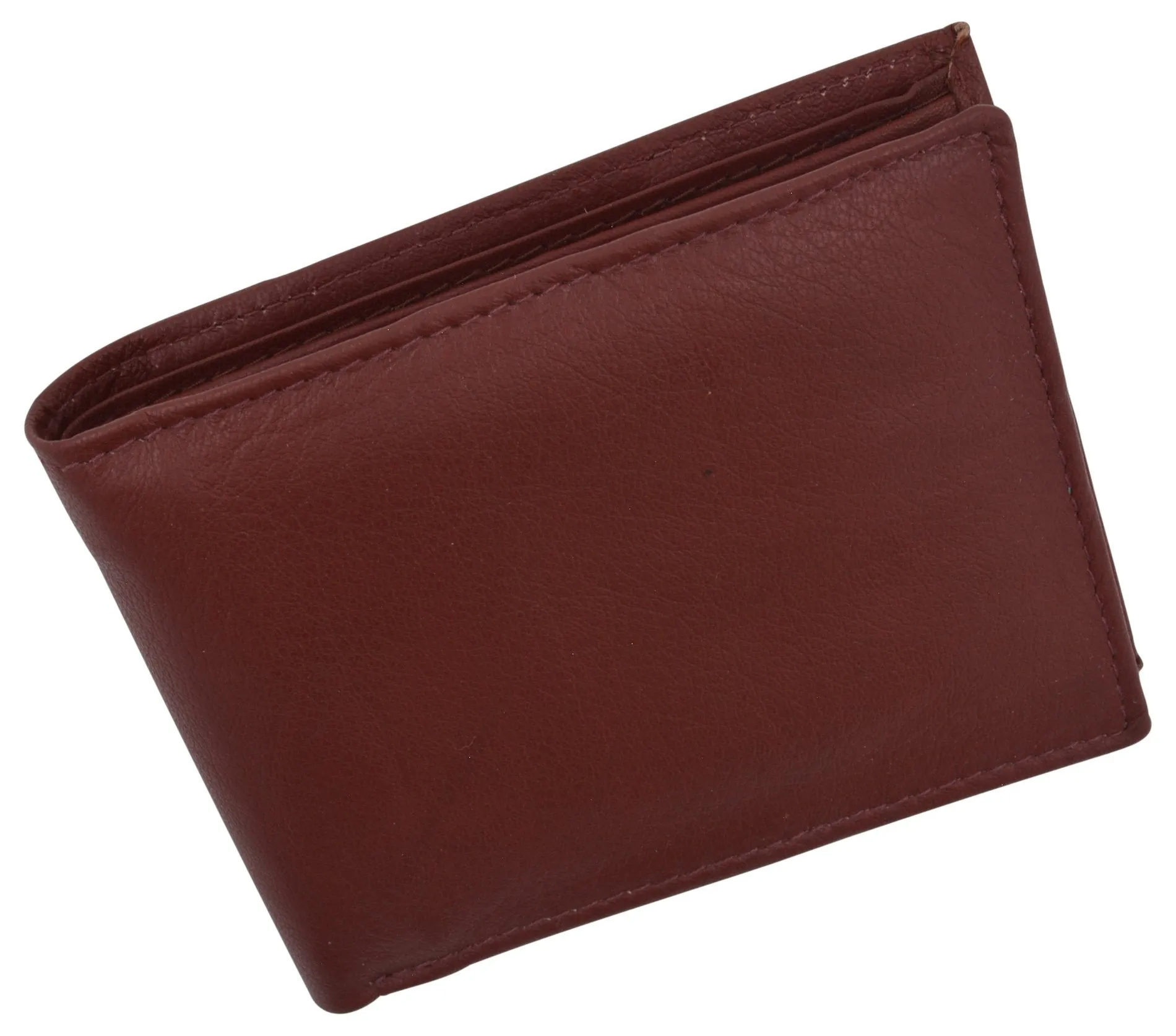 Mens RFID Blocking Leather Center Flap Bifold Compact Card ID Wallet / RFID52GT