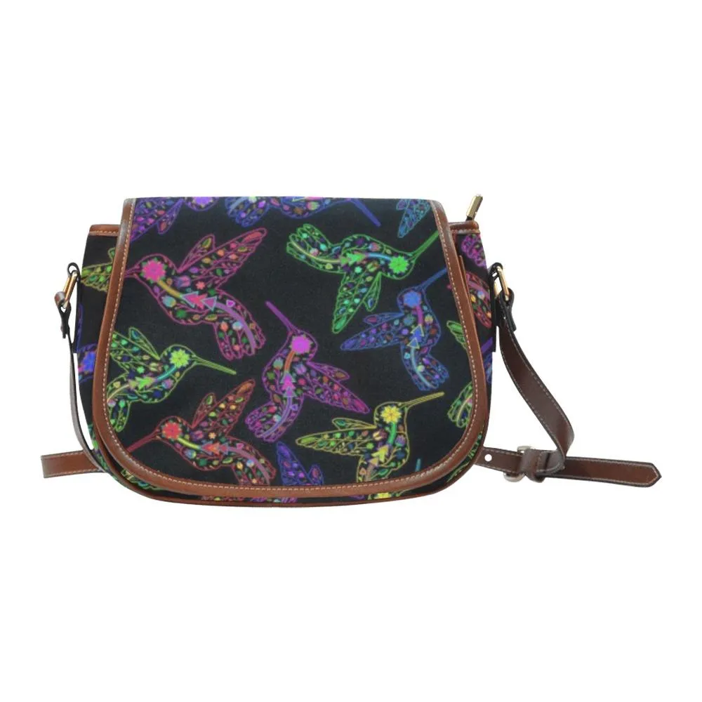 Neon Floral Hummingbirds Saddle Bag/Large