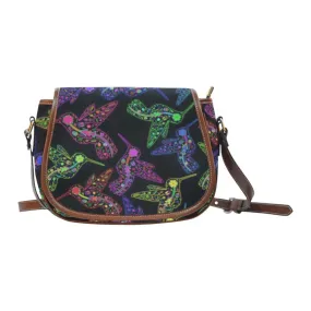 Neon Floral Hummingbirds Saddle Bag/Large