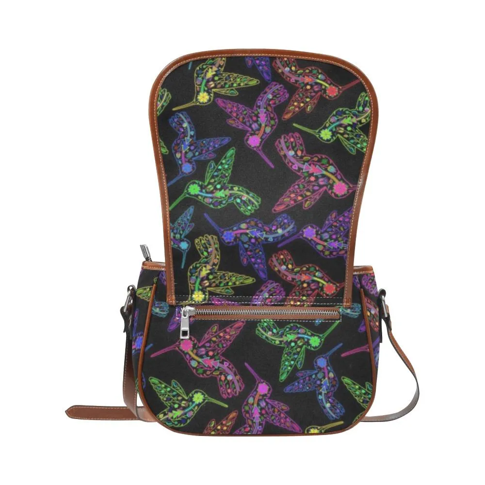 Neon Floral Hummingbirds Saddle Bag/Large