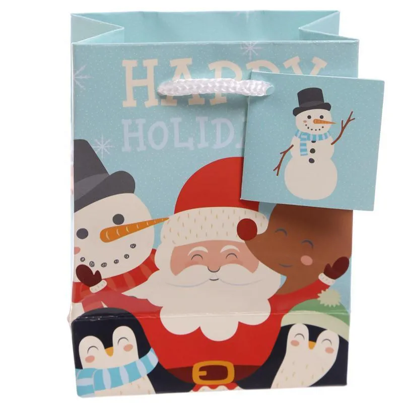 Pack of 6 - Christmas - Happy Holidays Party Gift Bags 14 x 6 x 11cm (Pk6)