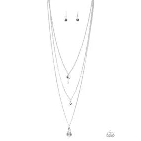 Paparazzi Secret Heart - Silver Necklace & Earrings Set