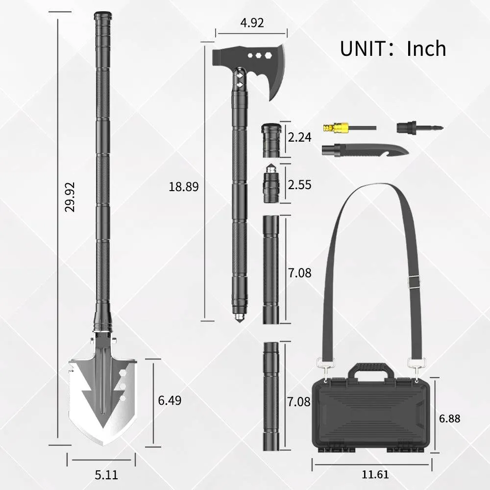 Portable Survival Kits, Shovel Axe Set, with Tactical Waist Pack, For Camping
