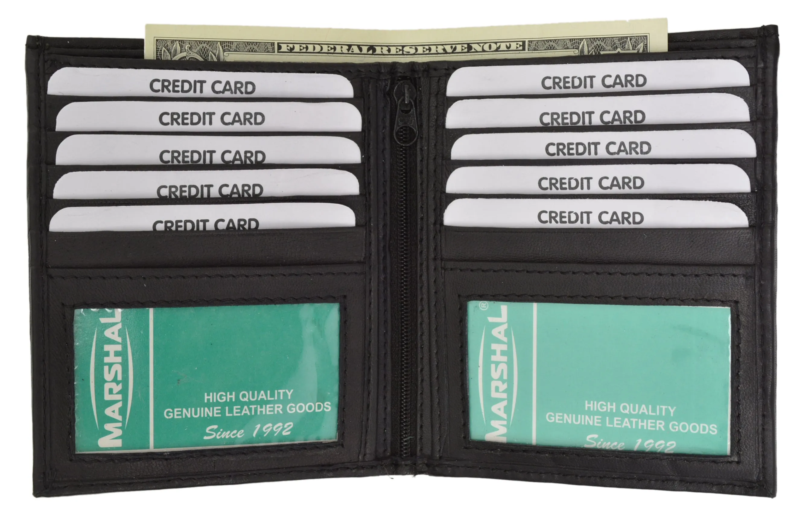 Premium Lambskin Leather Bifold European Hipster Credit Card Wallet P 1502