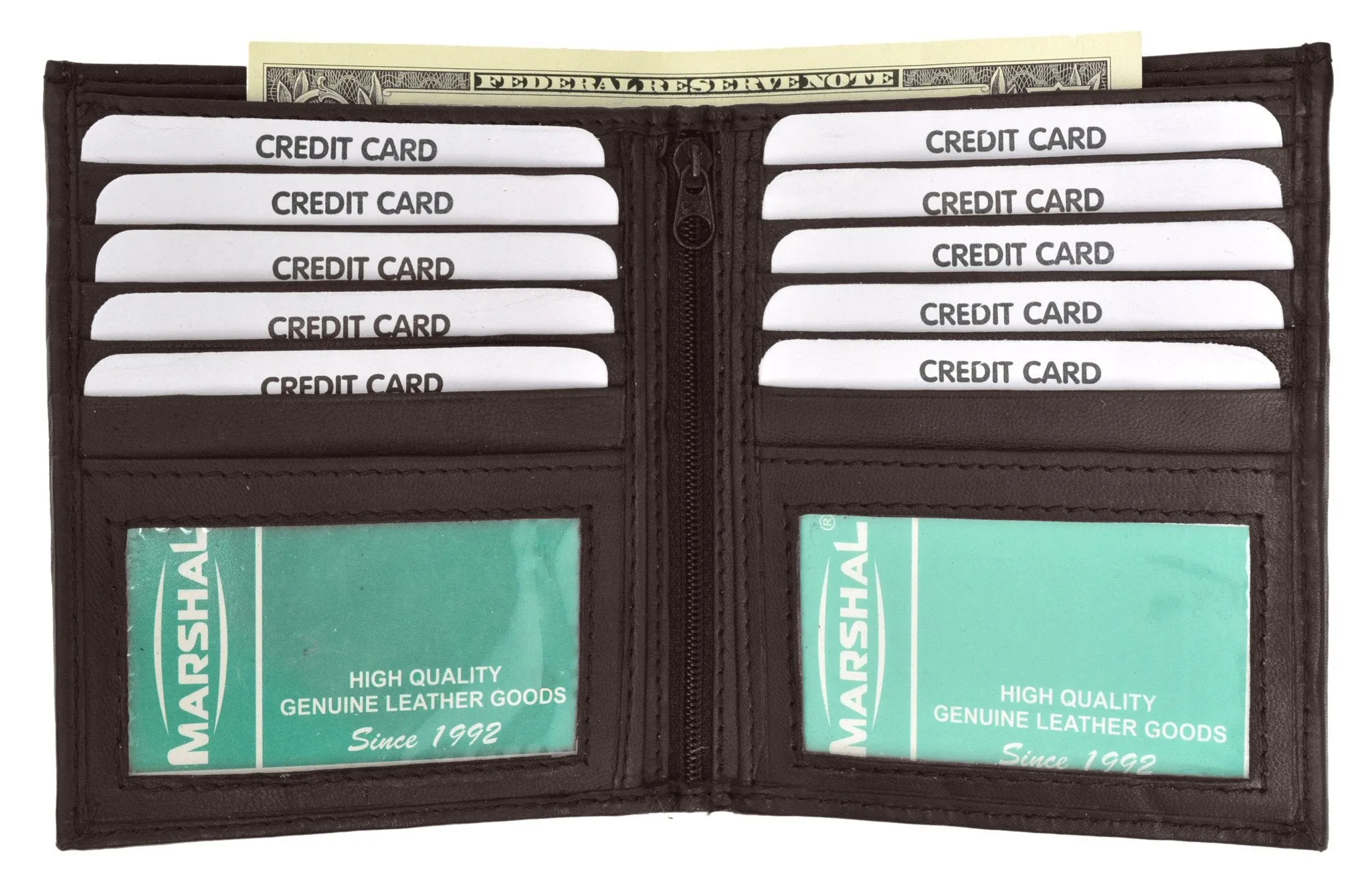Premium Lambskin Leather Bifold European Hipster Credit Card Wallet P 1502