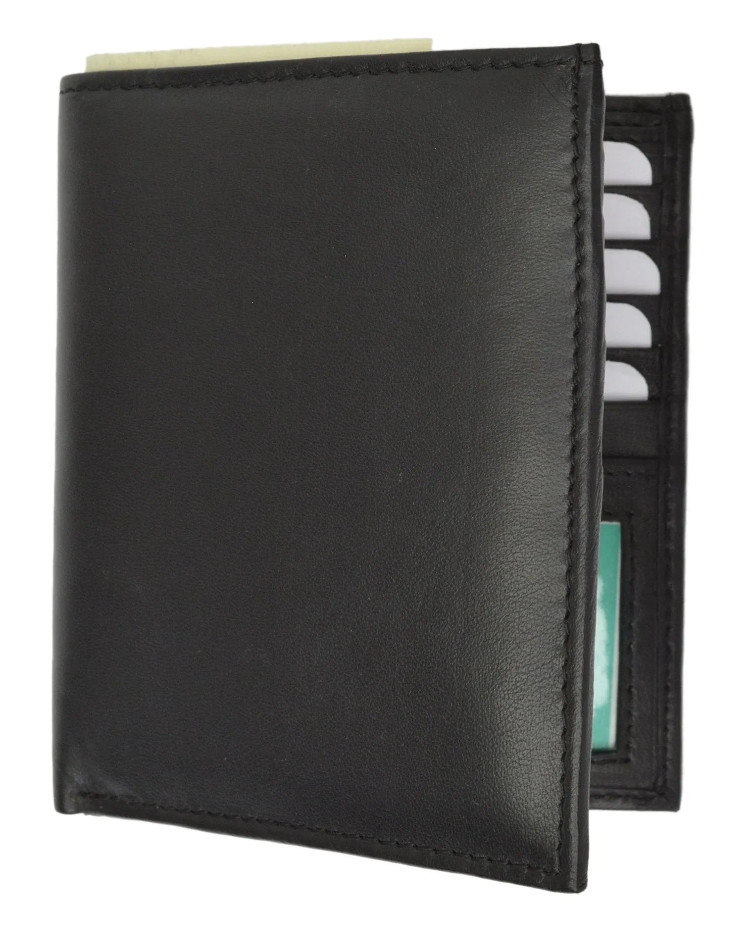 Premium Lambskin Leather Bifold European Hipster Credit Card Wallet P 1502