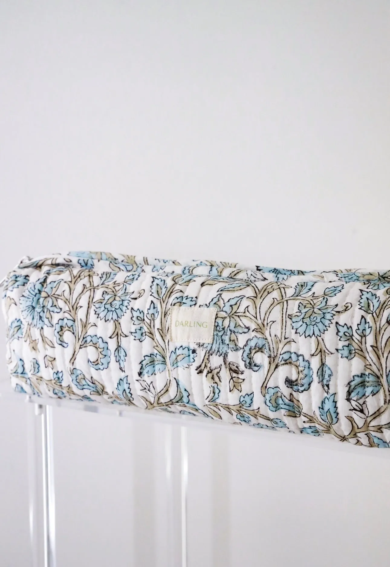 Quilted Hair Tool Bag - Soft Blue Vine